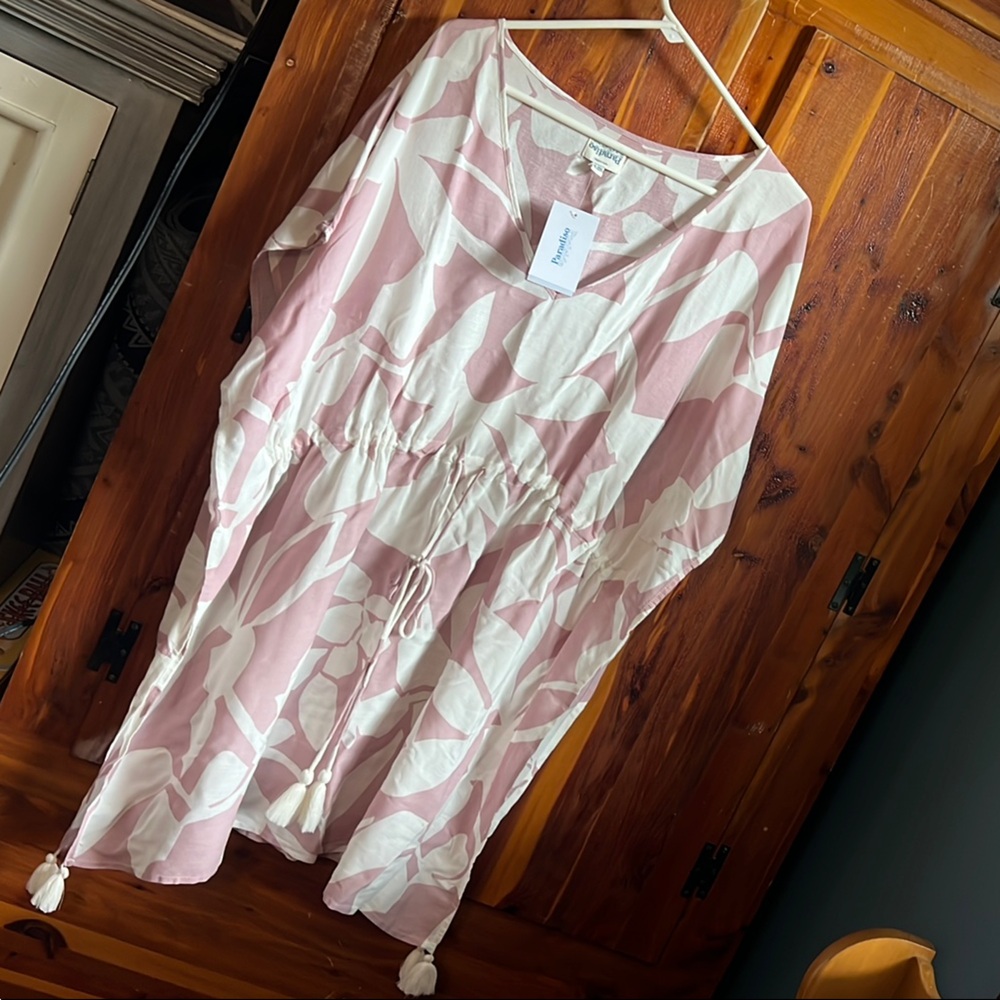 Pink and White Women's Swim Coverup